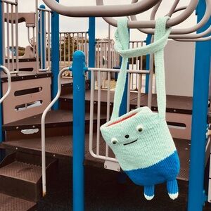 Handmade Knit Big Monster Shoulder Bag Tote One Of A Kind Fun For Adult Or Child